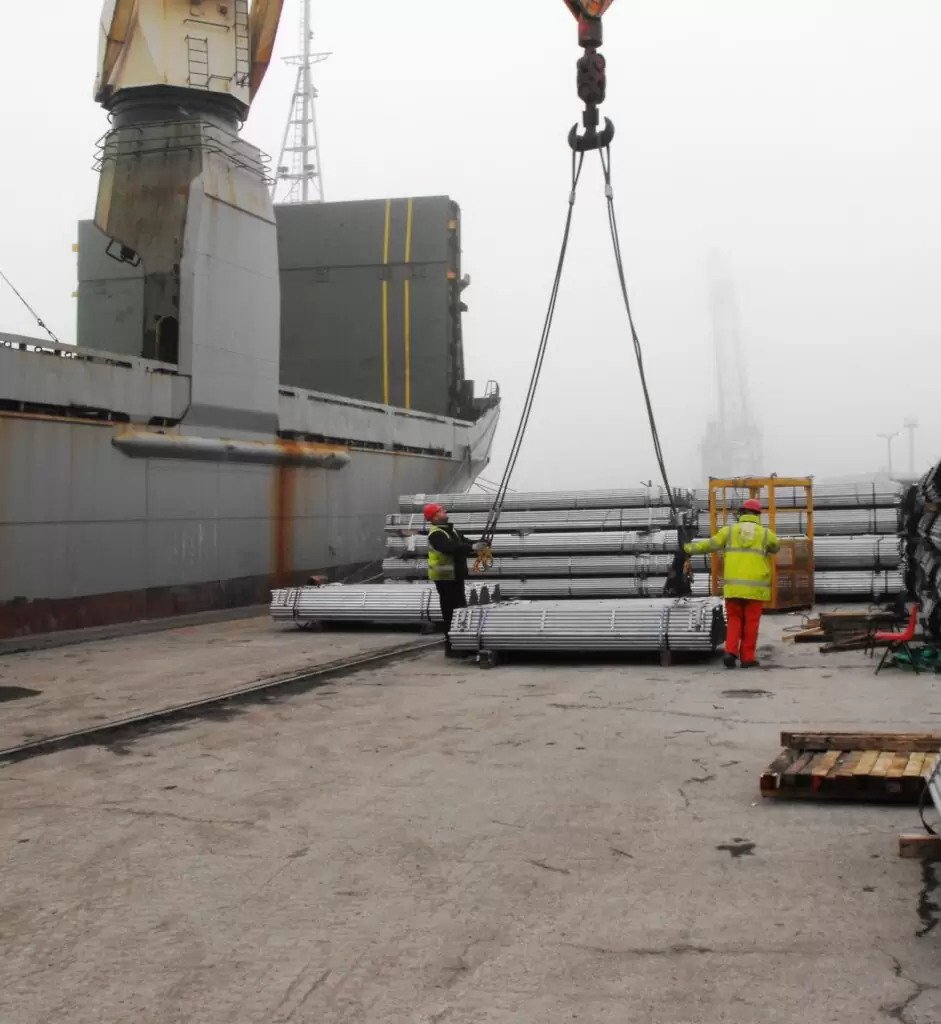 Scaffolding equipment prepared for export shipment